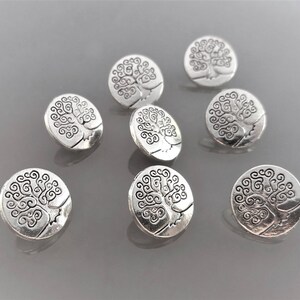 8 boutons 14 mm arbre de vie métal coloris argent image 3