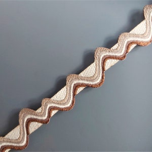Galon croquet tissé 15mm beige et marron