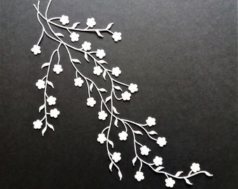 Wall sticker flowers 36 cm ecru color silver highlights