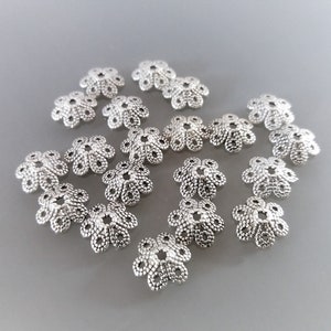 20 coupelles 10 mm fleurs métal coloris argent image 3