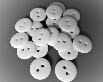 20 boutons ronds 15 mm plastique blanc