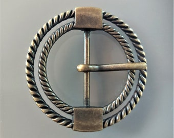 Round belt buckle bronze color passage of 3 cm