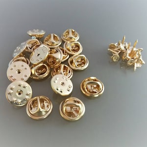 20 light gold metal pin holders