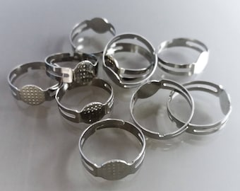 10 supports de bague 17 mm réglables métal coloris argent