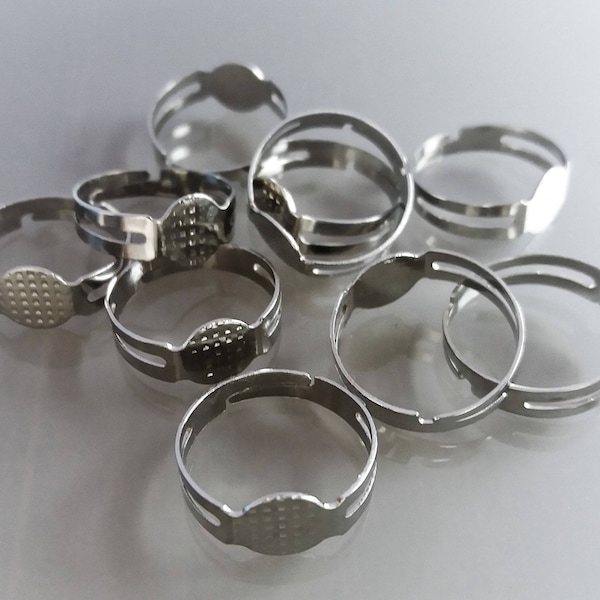 10 supports de bague 17 mm réglables métal coloris argent