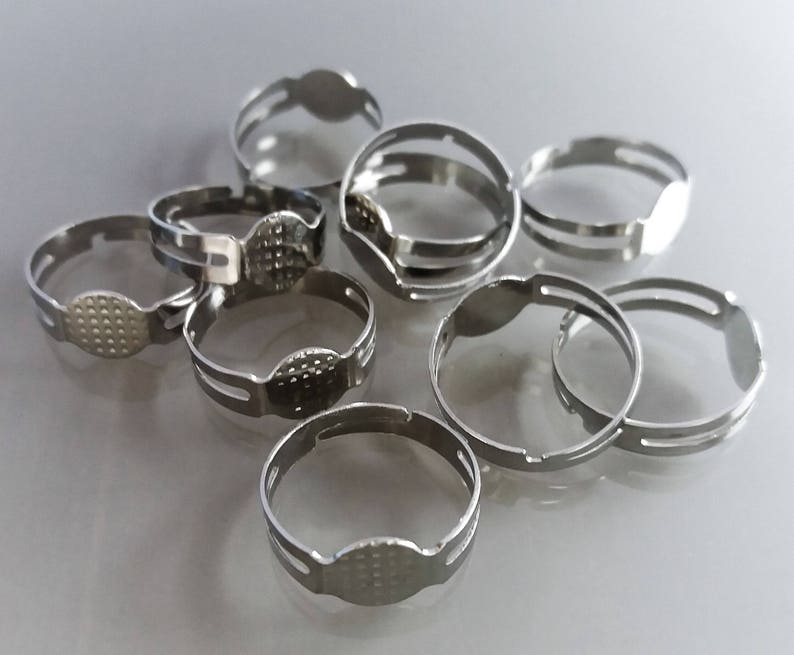 10 supports de bague 17 mm réglables métal coloris argent image 1