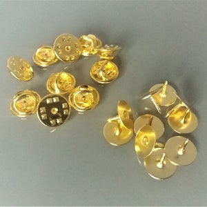 50 pin holders, 10 mm base, gold-colored metal