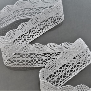 Dentelle blanche de coton largeur 35 mm