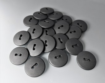20 boutons ronds 18 mm plastique noir mat