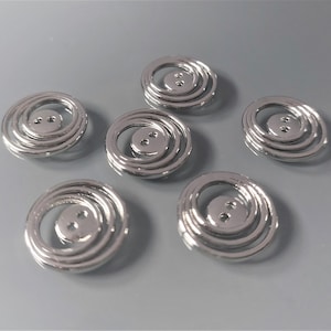 6 boutons fantaisies 18 mm métal coloris argent image 3