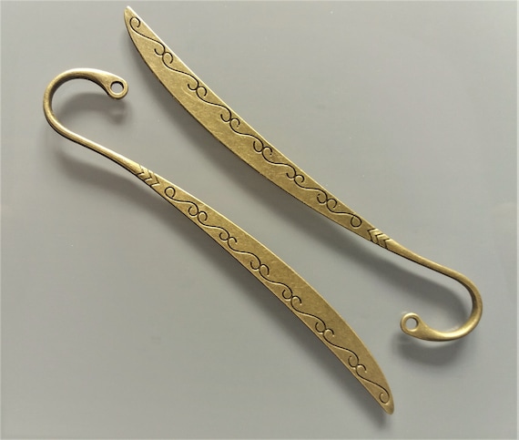 2 marque-pages gravés 12 cm métal coloris bronze
