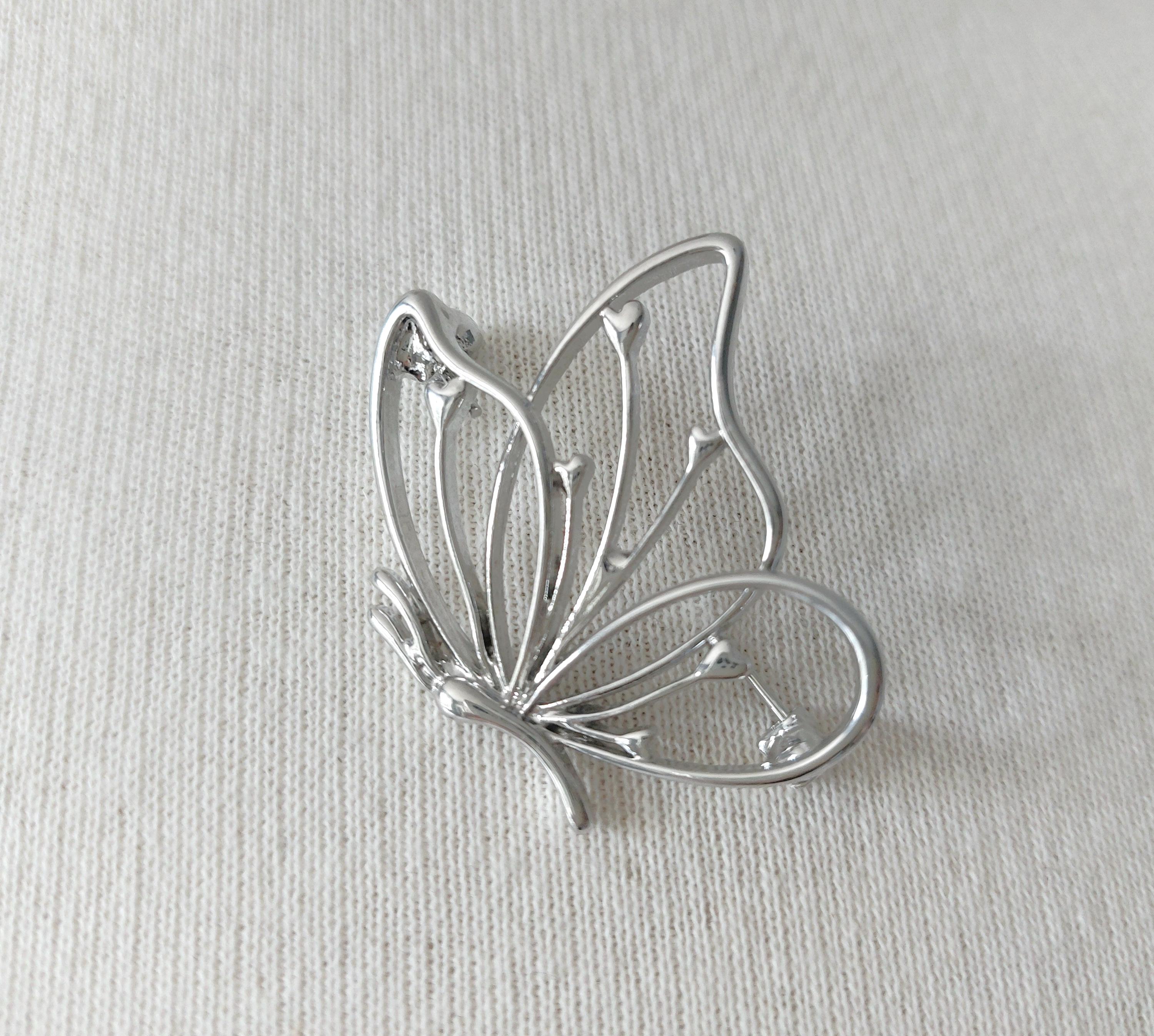 Broche Papillon En Acier Facetté - Occasion Très Bon état