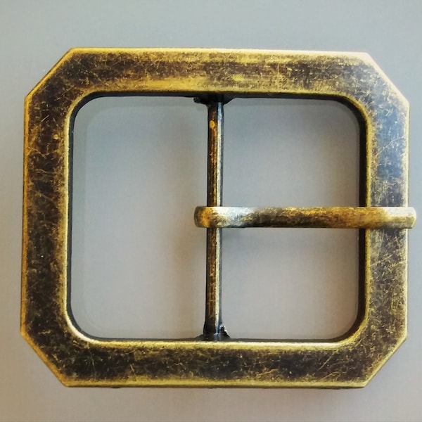 Octagonal belt buckle passage of 3.8 cm antique bronze color