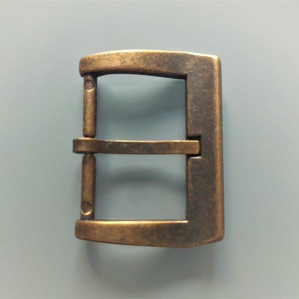 Rectangular belt buckle passage of 3 cm aged bronze color