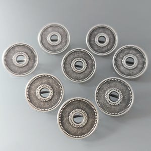 8 round buttons 19 mm metal blackened silver color