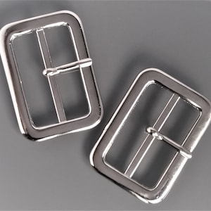 Set of 2 silver-colored belt buckles, 4 cm opening