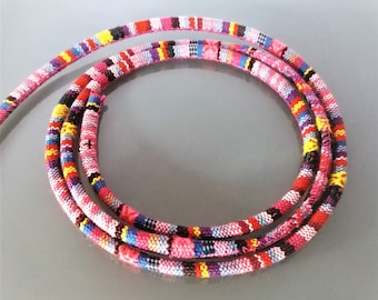 Ethnic cord 4 mm multicolored pink background