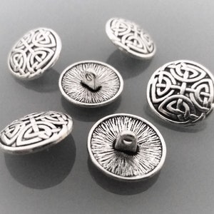 8 round buttons 17mm metal color blackened silver image 2