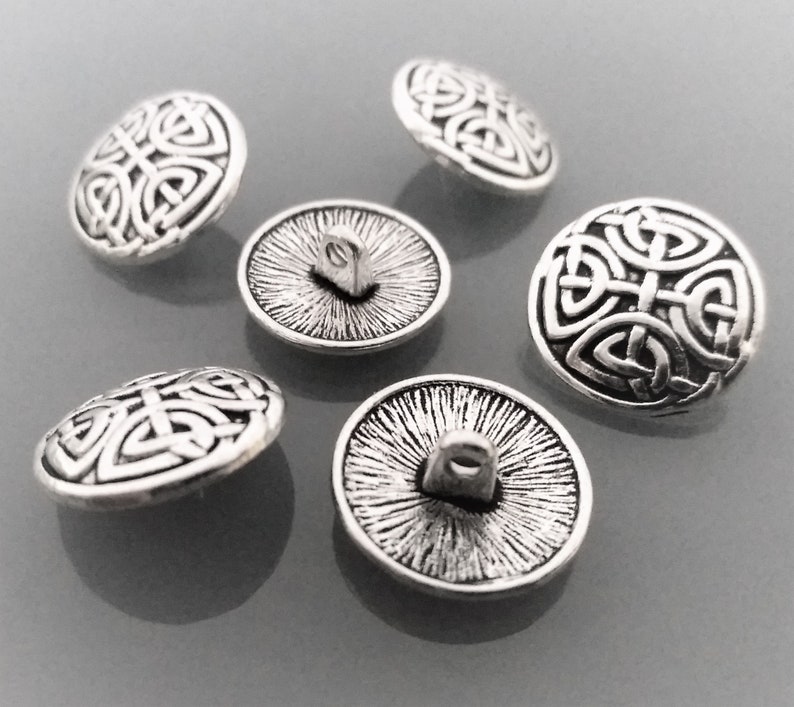 8 round buttons 17mm metal color blackened silver image 2