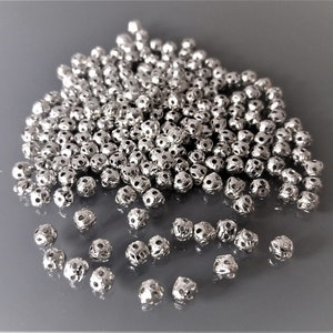 200 filigree beads 4 mm silver color
