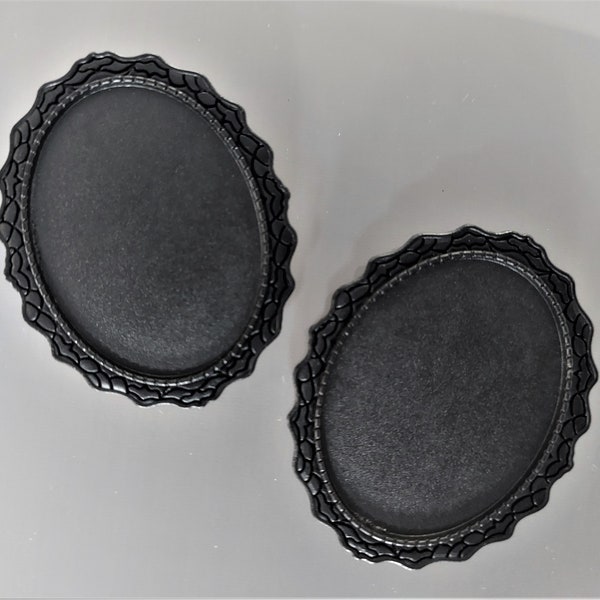 2 supports de broches à cabochons coloris noir