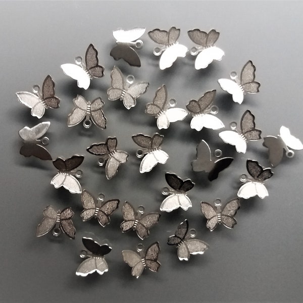 25 silver color metal butterfly charms 10 mm