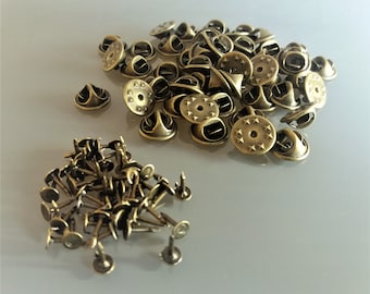 50 bronze-colored metal pin backs