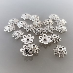 20 coupelles 10 mm fleurs métal coloris argent image 2