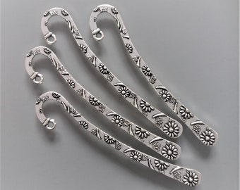 4 engraved bookmarks 8 cm metal color silver