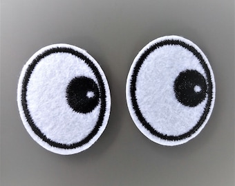 2 fusible patches white and black eyes