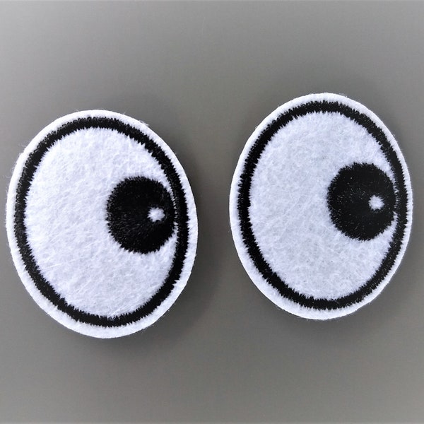 2 fusible patches white and black eyes