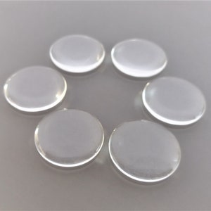 6 verres cabochons ronds transparents 20 mm