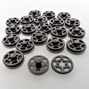 20 pressions rondes 15 mm plastiques noires image 1