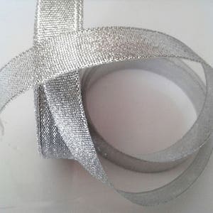 2 mètres de ruban 15 mm lurex coloris argent