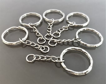 6 key rings silver color metal