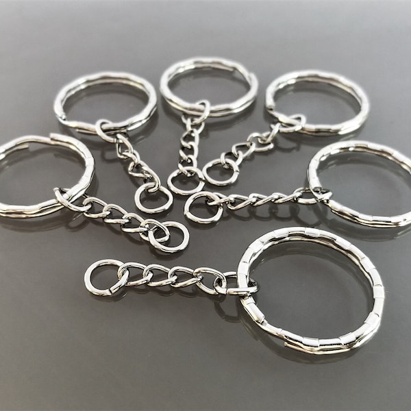 6 key rings silver color metal