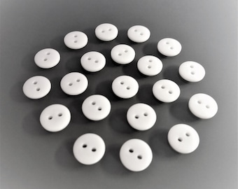 30 boutons ronds 10 mm plastique blanc