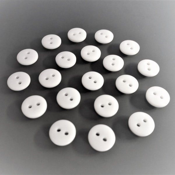 30 boutons ronds 10 mm plastique blanc