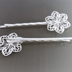 4 barrettes fleur filigrane coloris argent image 3