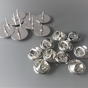 10 pin holders, 15 mm base, silver-colored metal