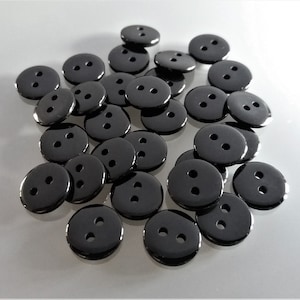 30 boutons ronds 10 mm plastique noir image 1