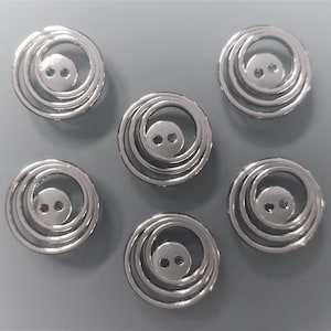 6 boutons fantaisies 18 mm métal coloris argent image 5