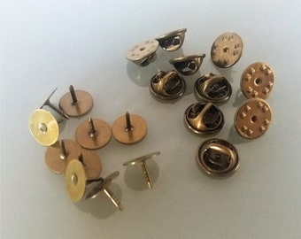 50 supports pin's métal coloris bronze base 10 mm