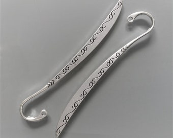 2 engraved bookmarks 12 cm metal color silver