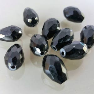 10 perles 11 mm en verre noire avec facettes image 3