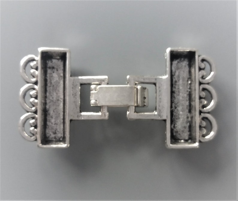 Clasp with 3 rows clips metal silver color image 4