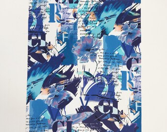 Rectángulo de tela estampada azul 41 cm X 49 cm