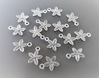 15 flower charms 10 mm silver color