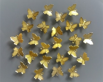25 vlinderbedels 10 mm goudkleurig metaal