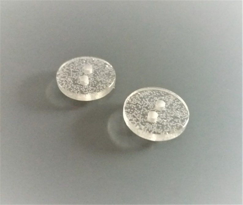 20 boutons ronds 12 mm transparents avec paillettes argentées image 3